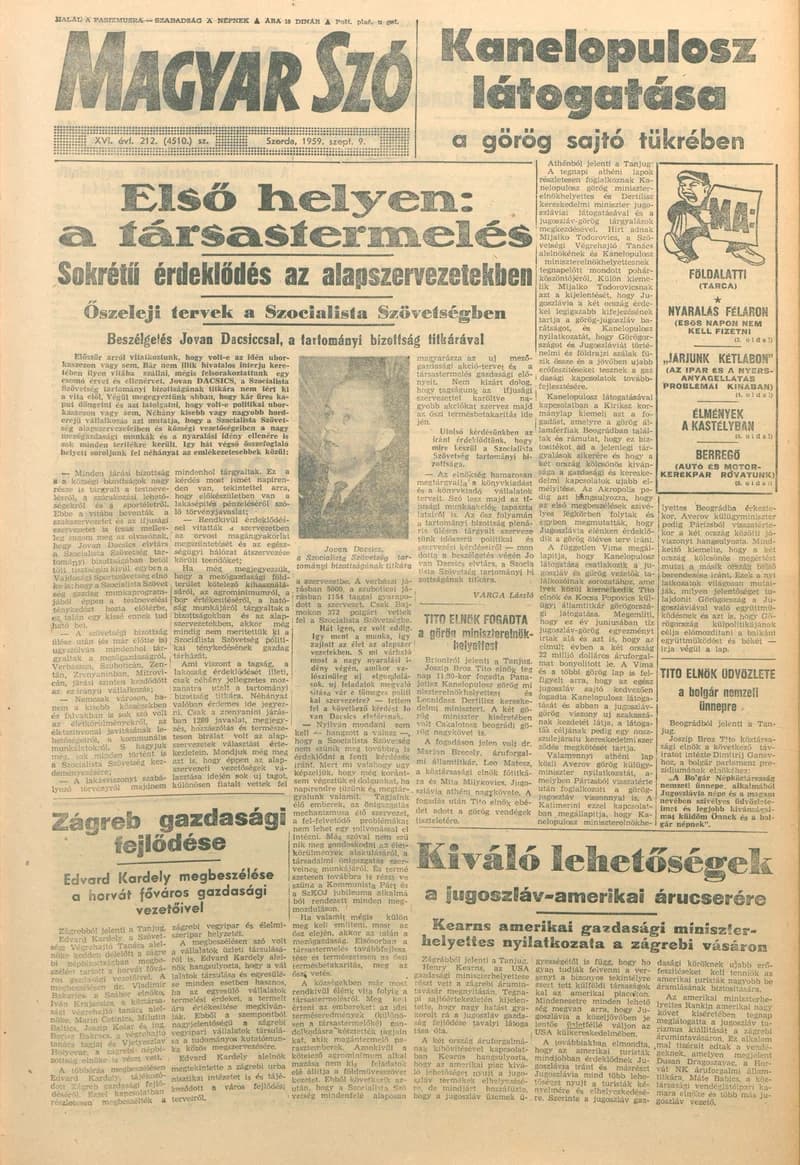 Magyar Szó, 16. évf. 1959. szeptember 9. 212. sz. 1–22. oldal