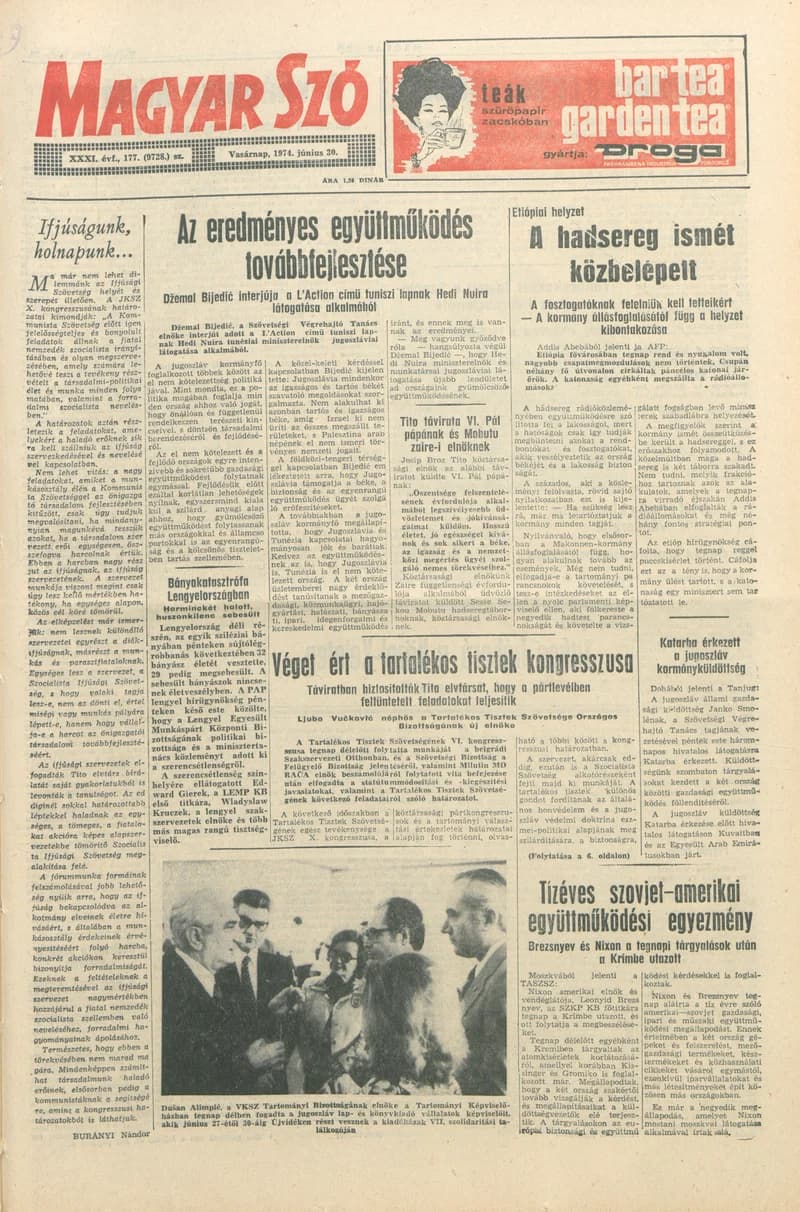 Magyar Szó, 31. évf. 1974. június 30. 177. sz. 1–28. oldal