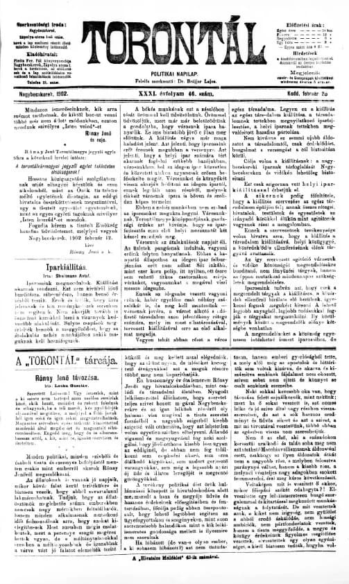 Torontál, 31. évf. 1902. február 25. 46. sz.