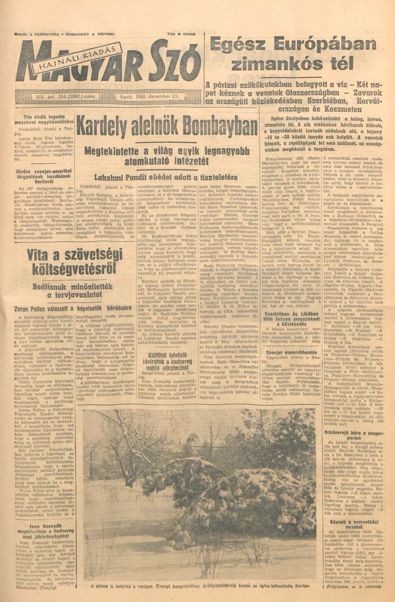 Magyar Szó, 19. évf. 1962. december 25. 354. sz. 1–16. oldal