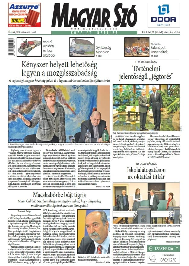 Magyar Szó, 73. évf. 2016. március 22. 66. sz. 1–20. oldal