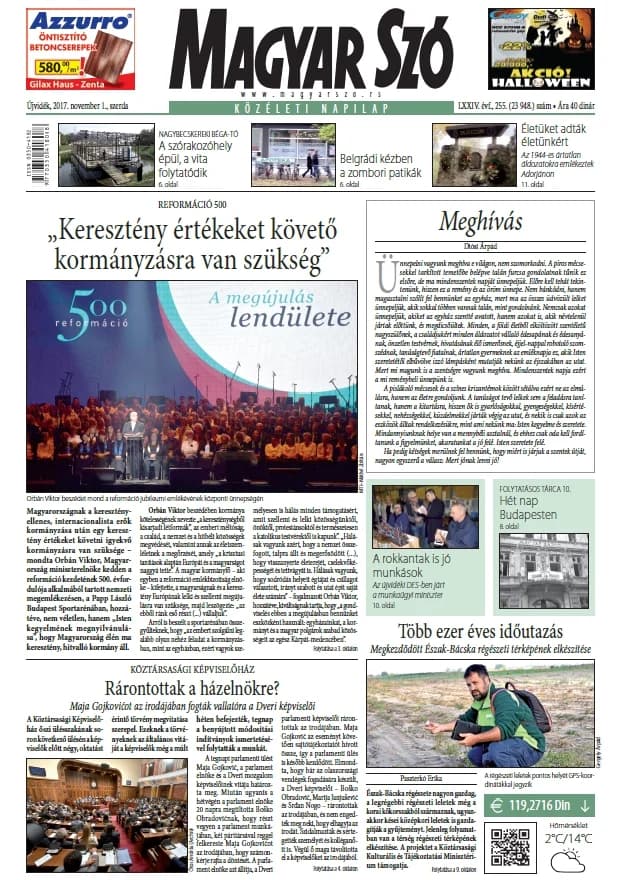 Magyar Szó, 74. évf. 2017. november 1. 255. sz. 1–16. oldal
