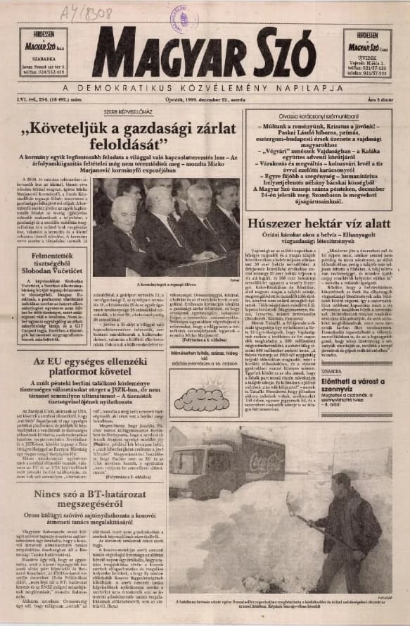 Magyar Szó, 56. évf. 1999. december 22. 254. sz. 1–16. oldal