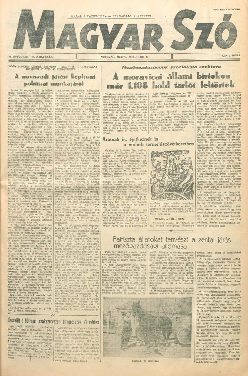 Magyar Szó, 6. évf. 1949. július 11. 163. sz. 1–4. oldal