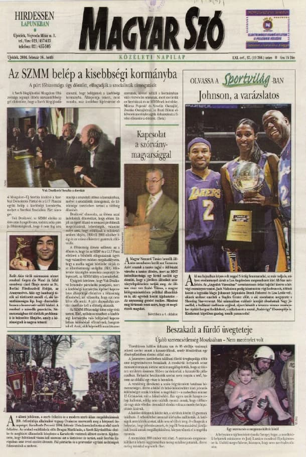 Magyar Szó, 61. évf. 2004. február 16. 37. sz. 1–16. oldal