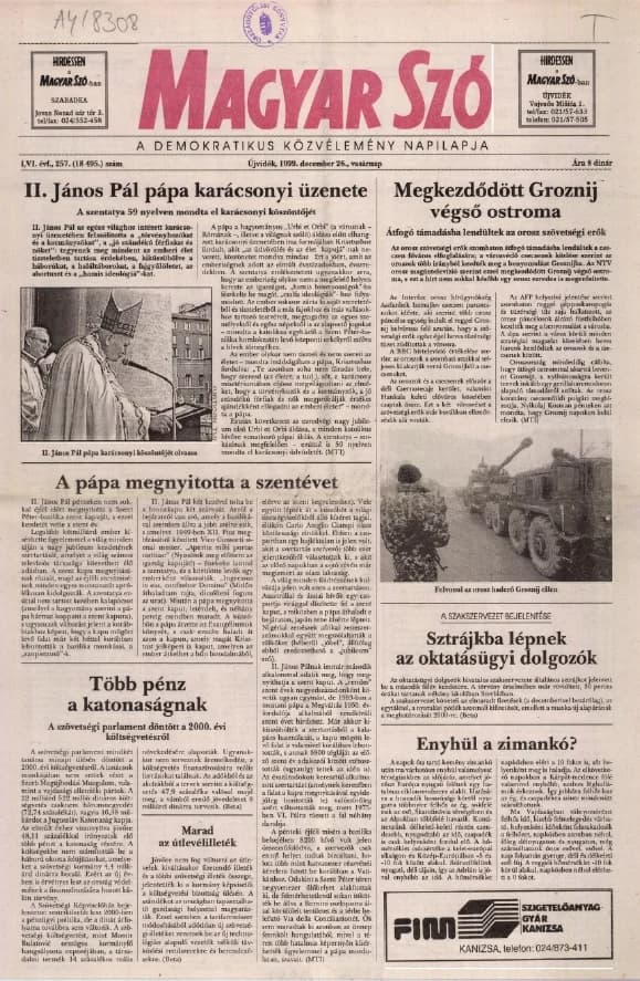 Magyar Szó, 56. évf. 1999. december 26. 257. sz. 1–24. oldal