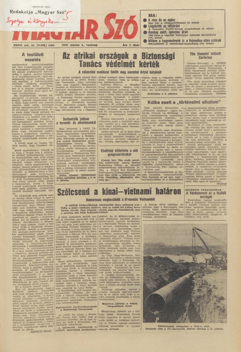 Magyar Szó, 36. évf. 1979. március 4. 61. sz. 1–32. oldal