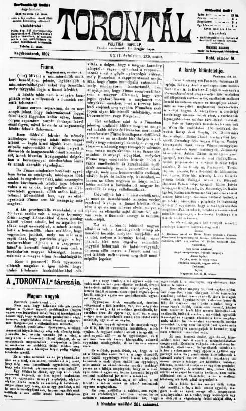 Torontál, 26. évf. 1897. október 19. 239. sz.