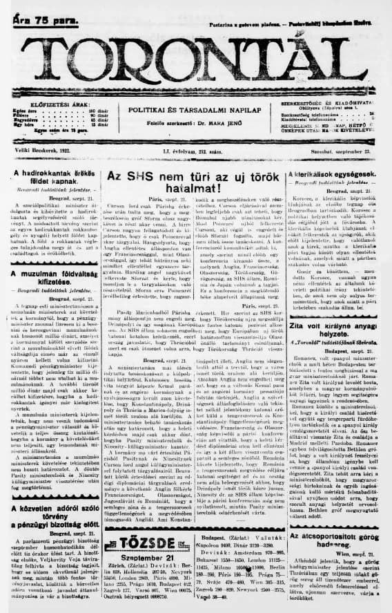 Torontál, 51. évf. 1922. szeptember 23. 212. sz.