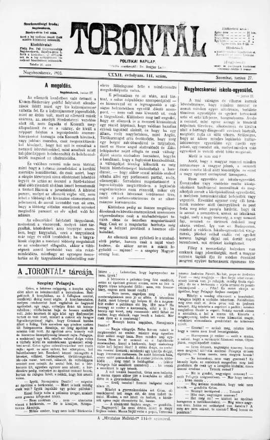 Torontál, 32. évf. 1903. június 27. 144. sz.