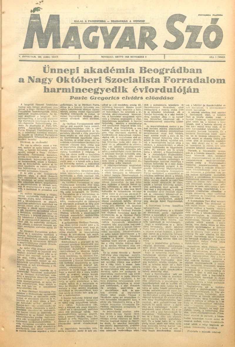 Magyar Szó, 5. évf. 1948. november 8. 268. sz. 1–4. oldal