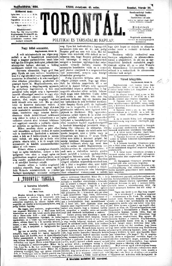 Torontál, 23. évf. 1894. február 24. 45. sz.