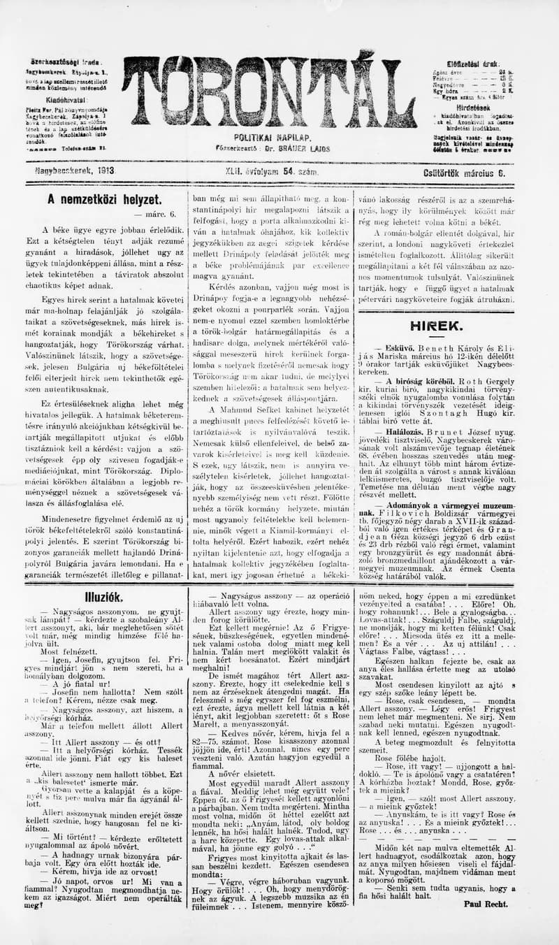 Torontál, 42. évf. 1913. március 6. 54. sz.