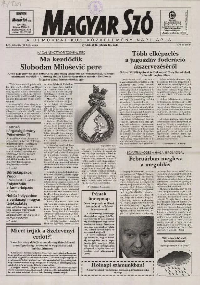 Magyar Szó, 59. évf. 2002. február 12. 35. sz. 1–16. oldal