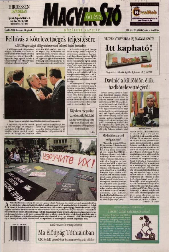 Magyar Szó, 61. évf. 2004. december 10. 291. sz. 1–20. oldal