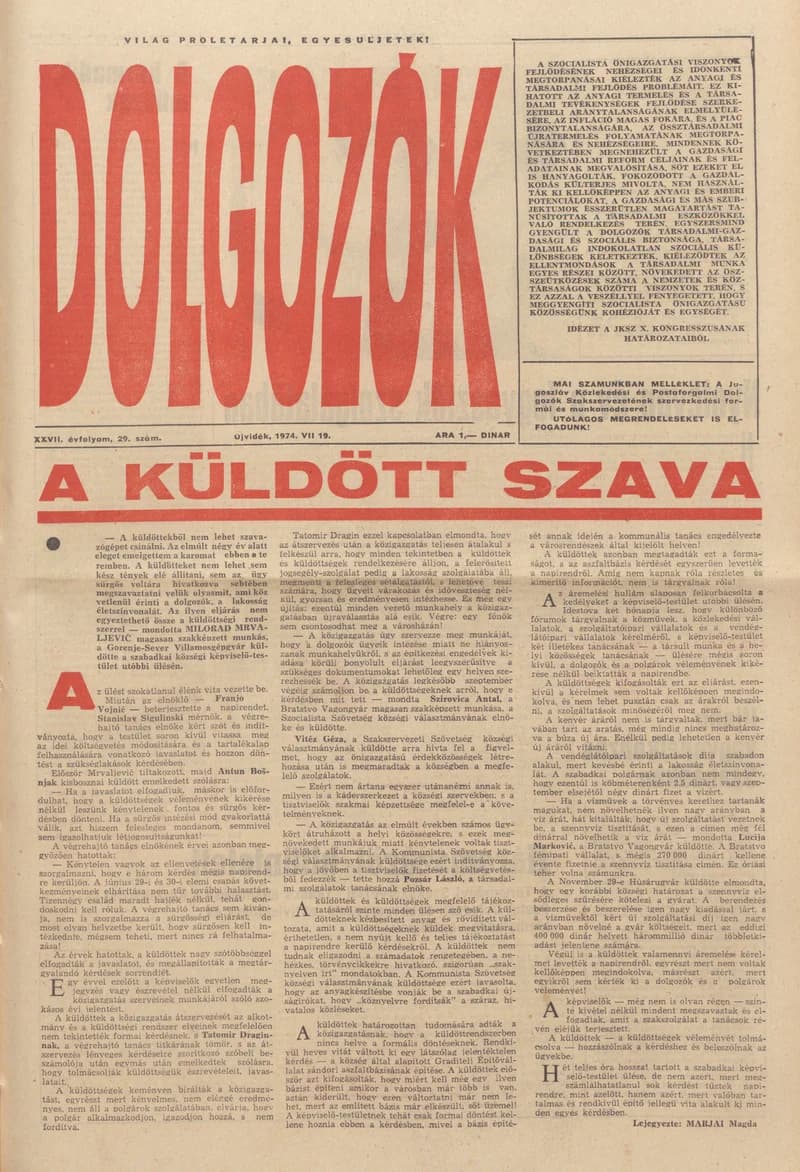 Dolgozók, 28. évf. 1974. július 19. 29. sz.