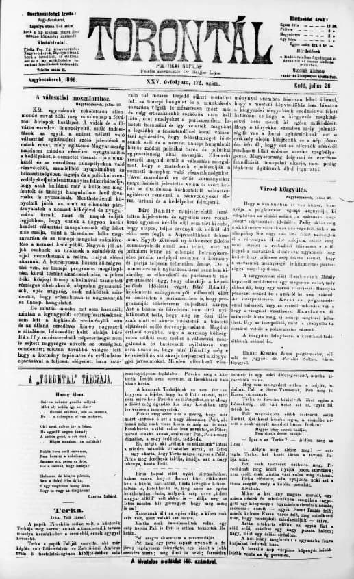 Torontál, 25. évf. 1896. július 28. 172. sz.