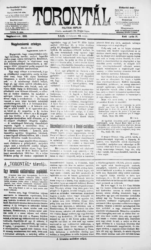 Torontál, 29. évf. 1900. április 10. 83. sz.