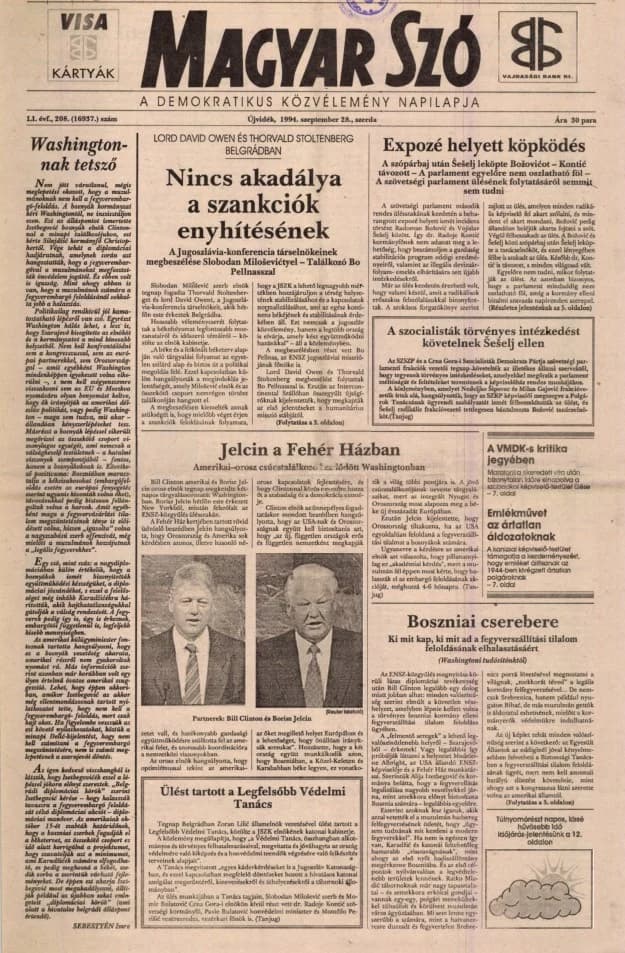 Magyar Szó, 51. évf. 1994. szeptember 28. 208. sz. 1–16. oldal