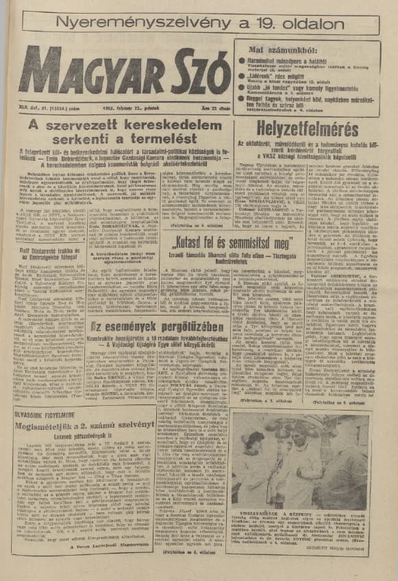Magyar Szó, 42. évf. 1985. február 22. 51. sz. 1–20. oldal