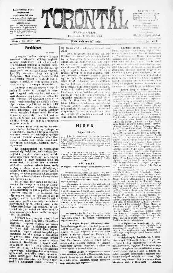 Torontál, 39. évf. 1910. június 7. 127. sz.