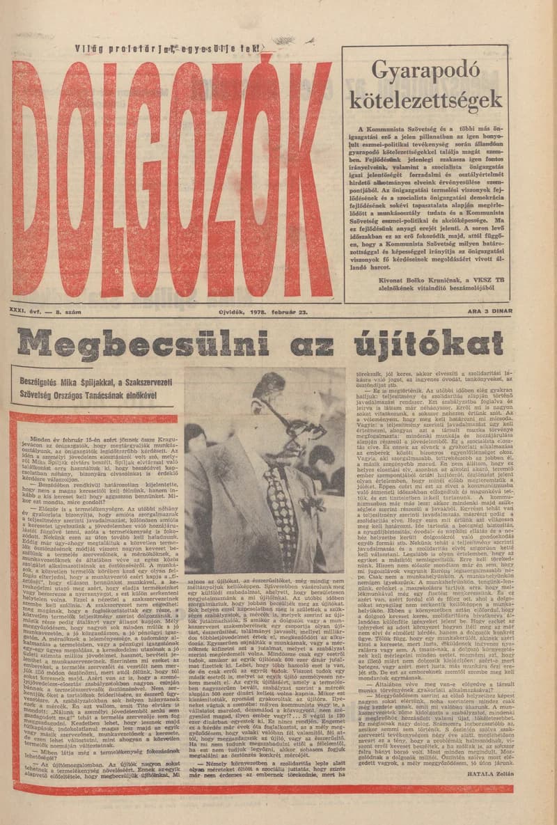 Dolgozók, 32. évf. 1978. február 23. 8. sz.