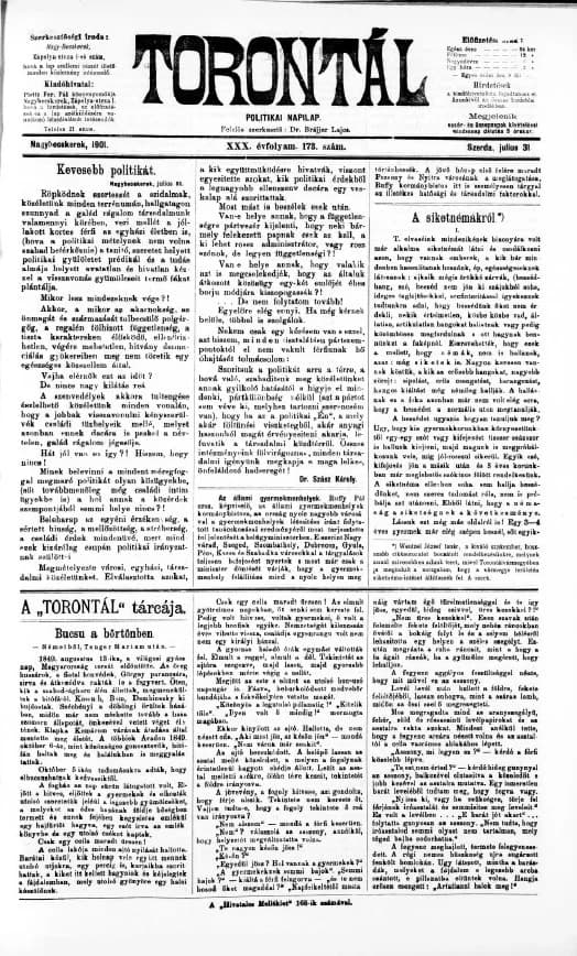 Torontál, 30. évf. 1901. július 31. 173. sz.