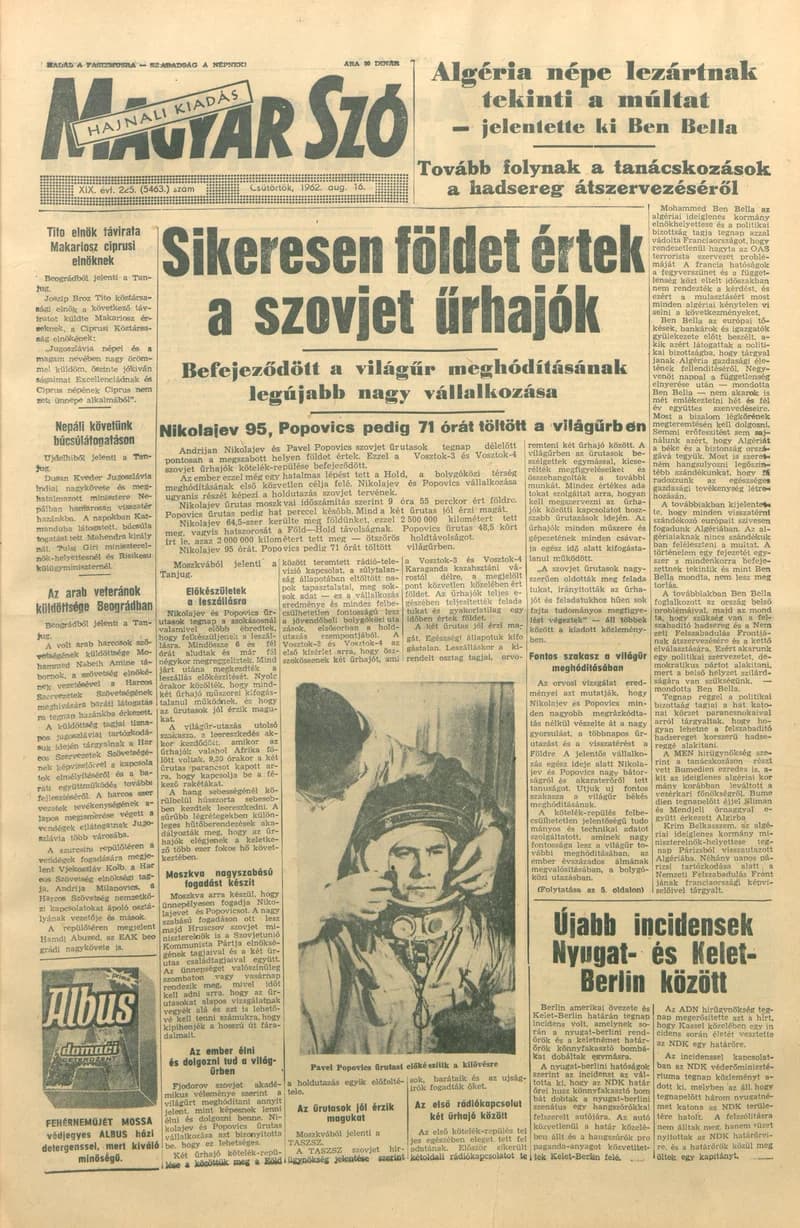 Magyar Szó, 19. évf. 1962. augusztus 16. 225. sz. 1–12. oldal