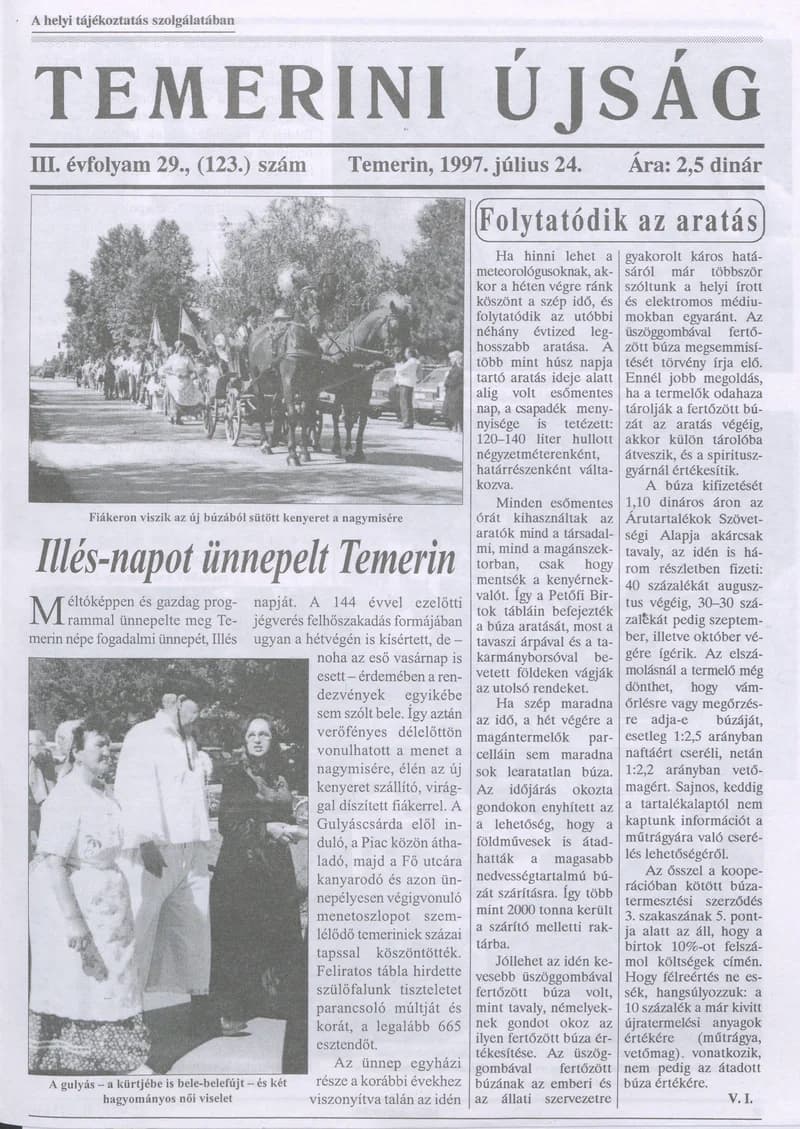Temerini Újság, 3. évf. 1997. július 24. 29. sz.