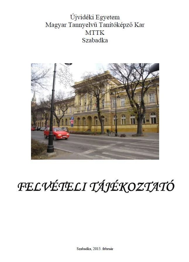 Felvételi tájékoztató