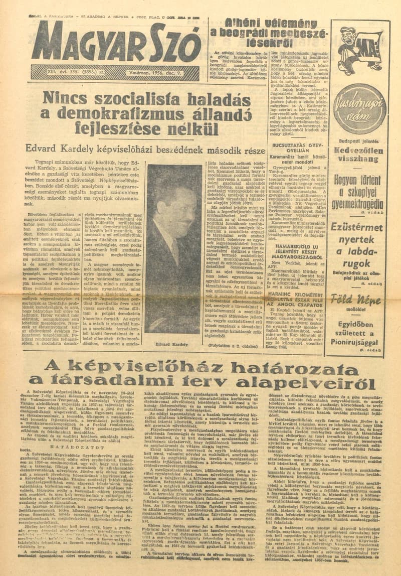 Magyar Szó, 13. évf. 1956. december 9. 335. sz. 1–20. oldal