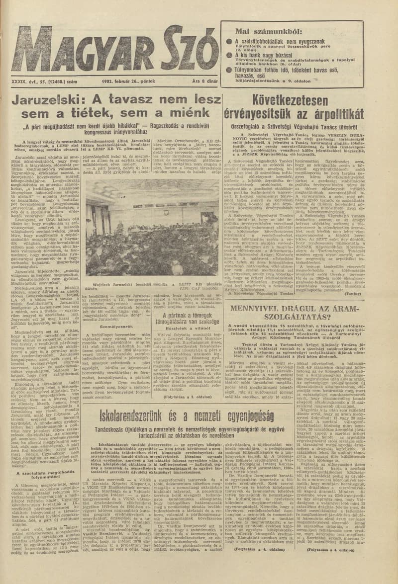 Magyar Szó, 39. évf. 1982. február 26. 55. sz. 1–20. oldal