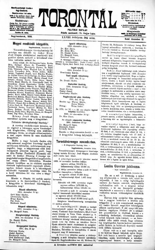 Torontál, 28. évf. 1899. december 12. 284. sz.