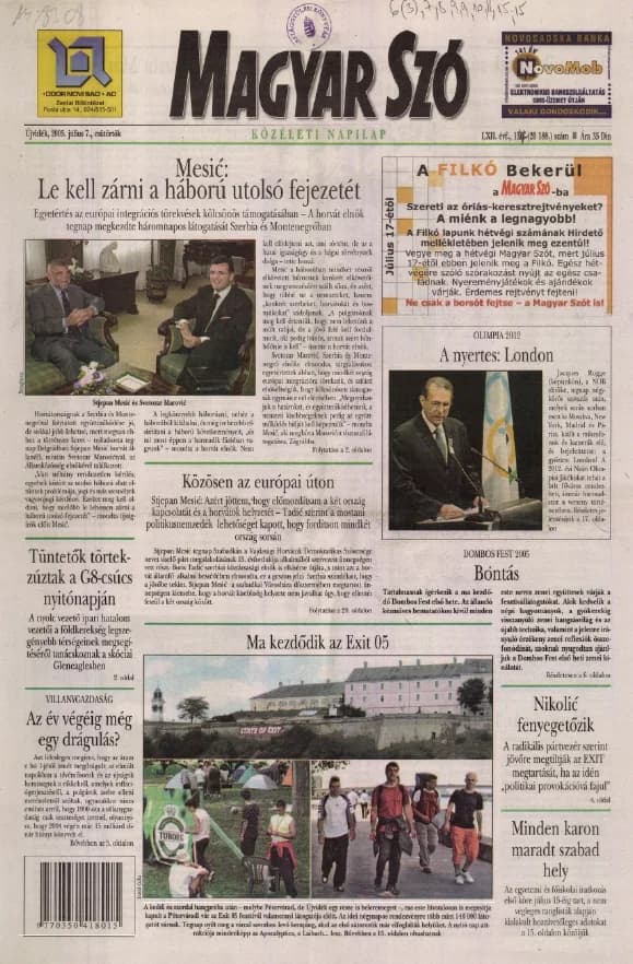 Magyar Szó, 62. évf. 2005. július 7. 157. sz. 1–20. oldal