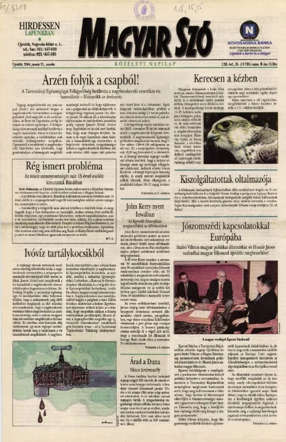 Magyar Szó, 61. évf. 2004. január 21. 15. sz. 1–20. oldal