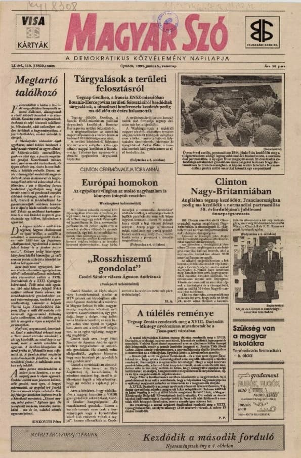 Magyar Szó, 51. évf. 1994. június 5. 110. sz.