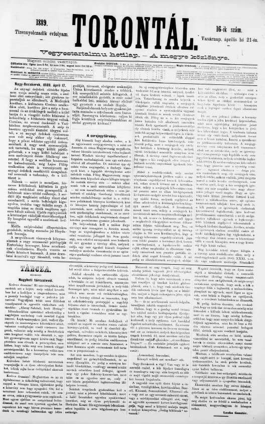 Torontál, 18. évf. 1889. április 21. 16. sz.