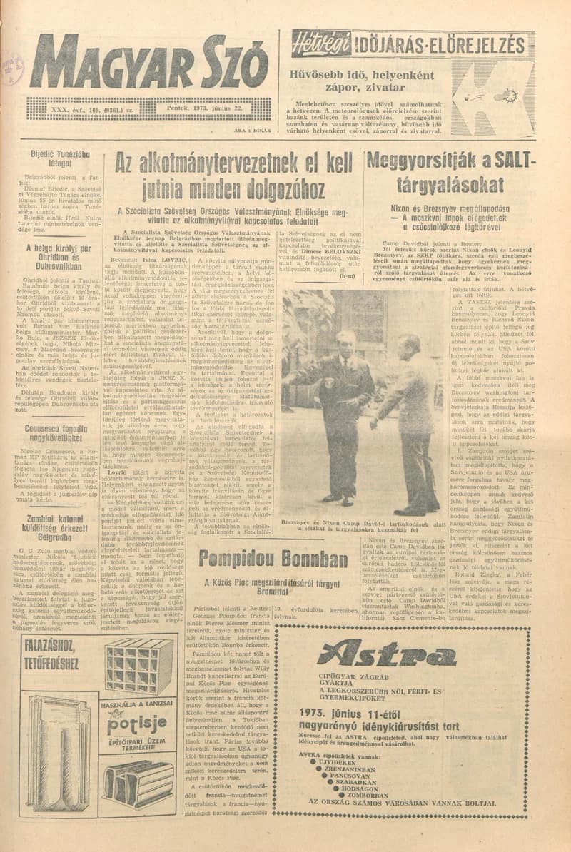 Magyar Szó, 30. évf. 1973. június 22. 169. sz. 1–14. oldal