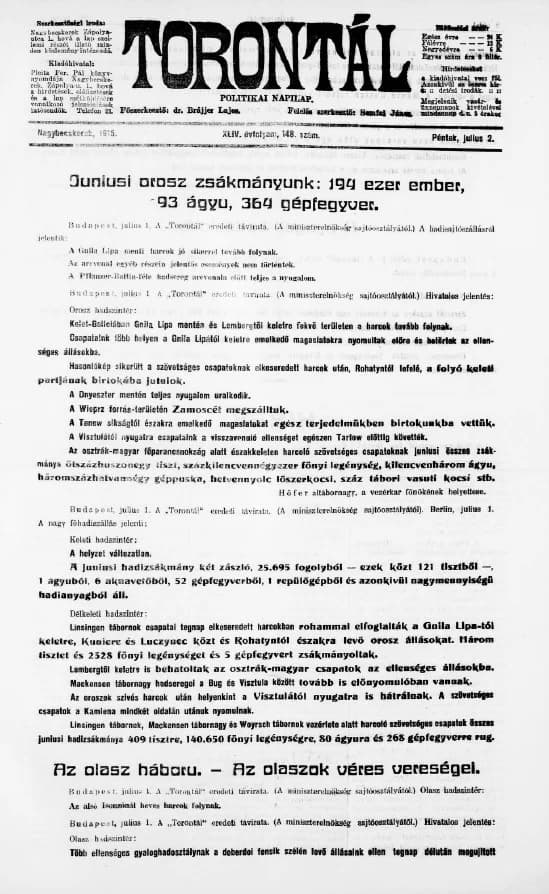 Torontál, 44. évf. 1915. július 2. 148. sz.