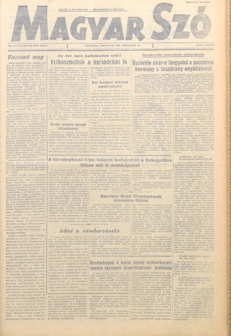 Magyar Szó, 7. évf. 1950. december 24. 304. sz. 1–4. oldal