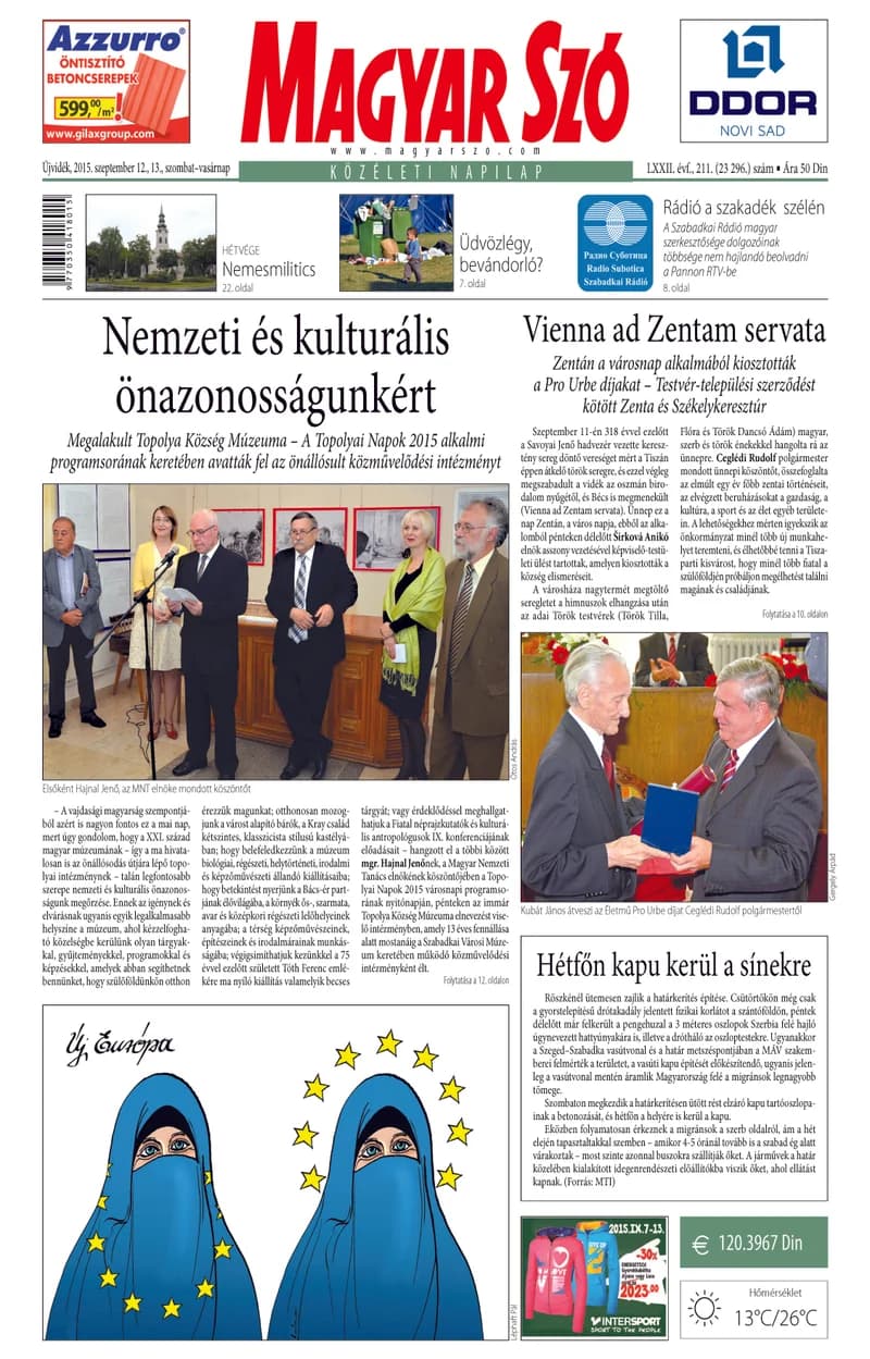Magyar Szó, 72. évf. 2015. szeptember 12. – 13. 211. sz. 1–32. oldal