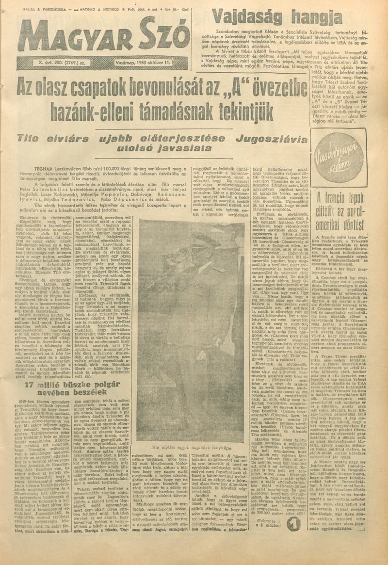 Magyar Szó, 10. évf. 1953. október 11. 280. sz. 1–14. oldal