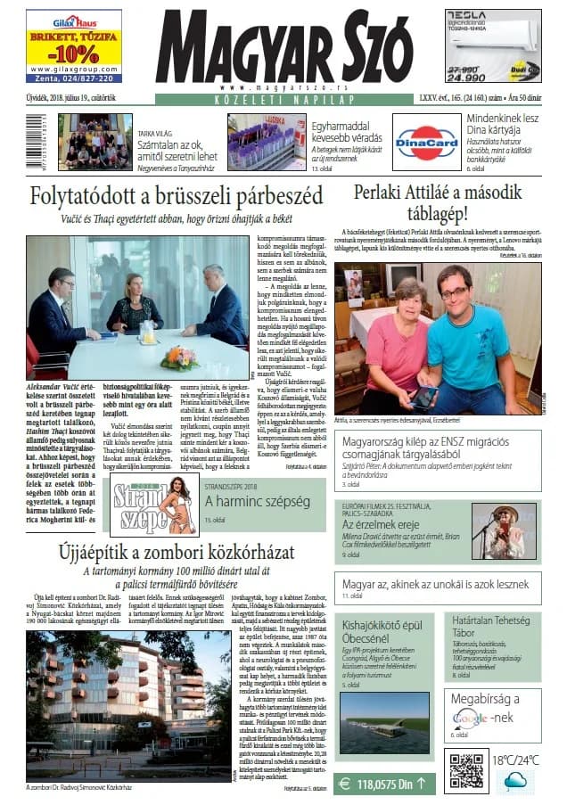 Magyar Szó, 75. évf. 2018. július 19. 165. sz. 1–20. oldal