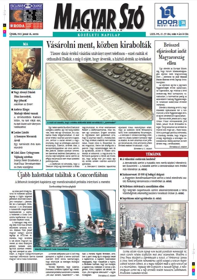 Magyar Szó, 69. évf. 2012. január 18. 12. sz. 1–20. oldal