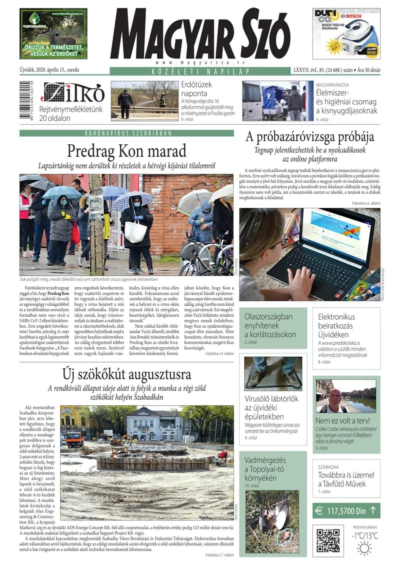 Magyar Szó, 77. évf. 2020. április 15. 85. sz. 1–16. oldal