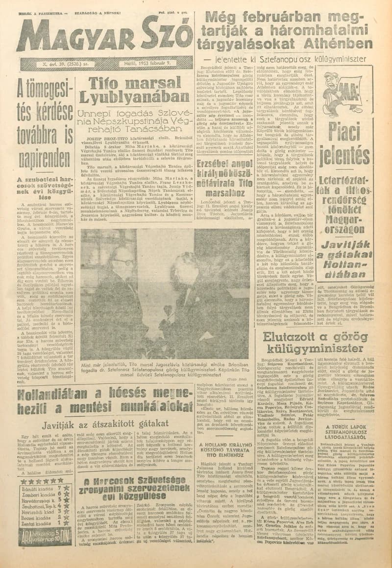 Magyar Szó, 10. évf. 1953. február 9. 39. sz. 1–10. oldal