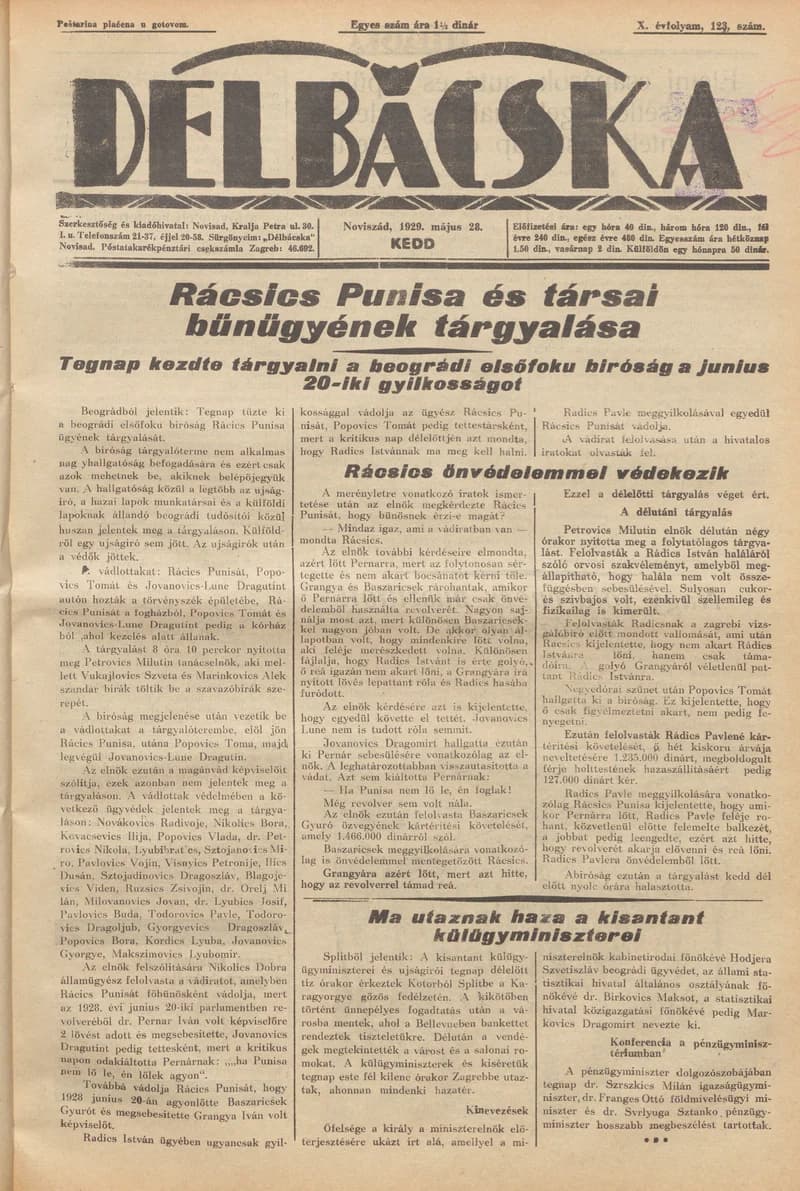 Délbácska, 10. évf. 1929. május 28. 123. sz.