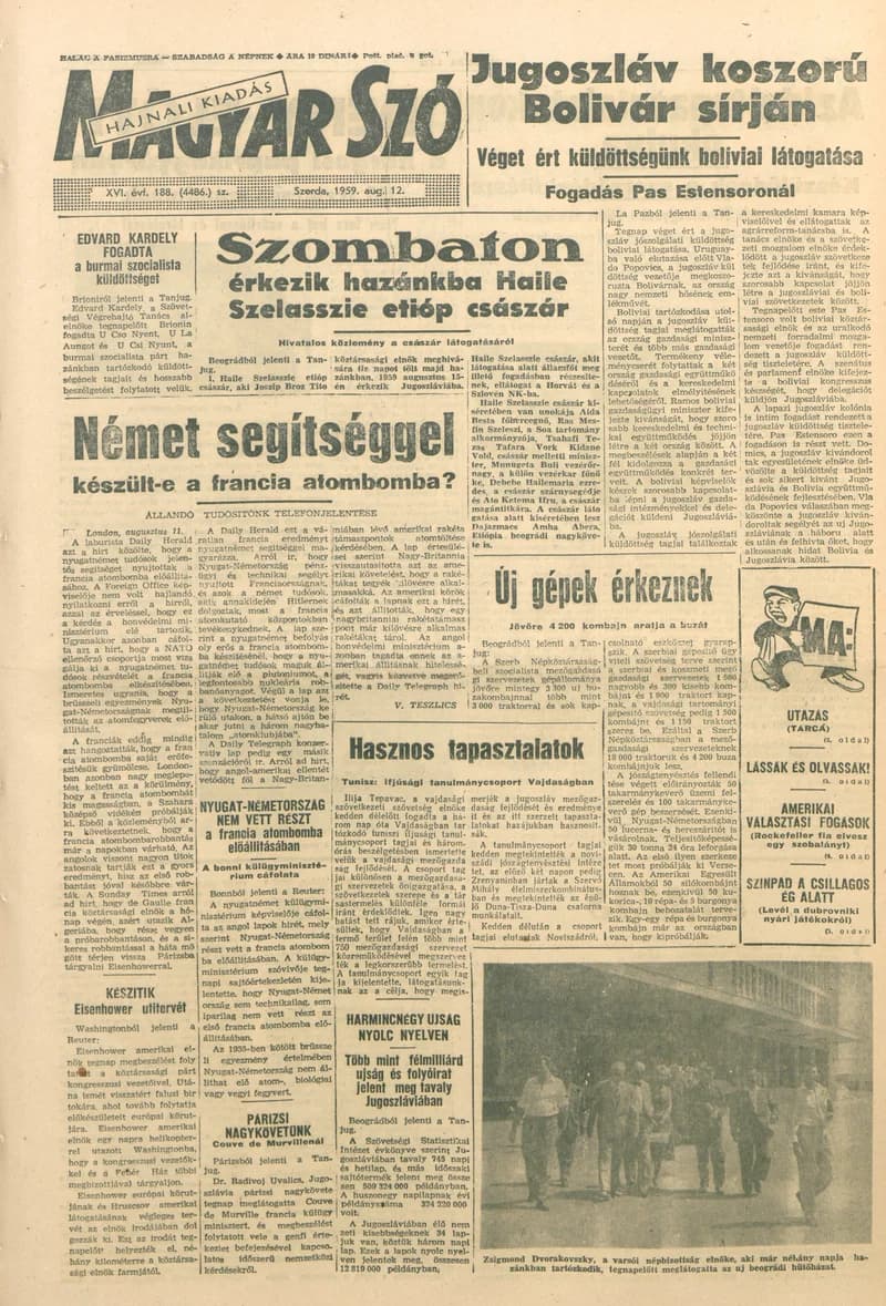 Magyar Szó, 16. évf. 1959. augusztus 12. 188. sz. 1–18. oldal