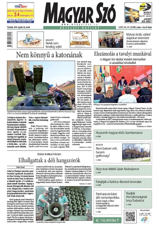 Magyar Szó, 75. évf. 2018. április 24. 93. sz. 1–20. oldal