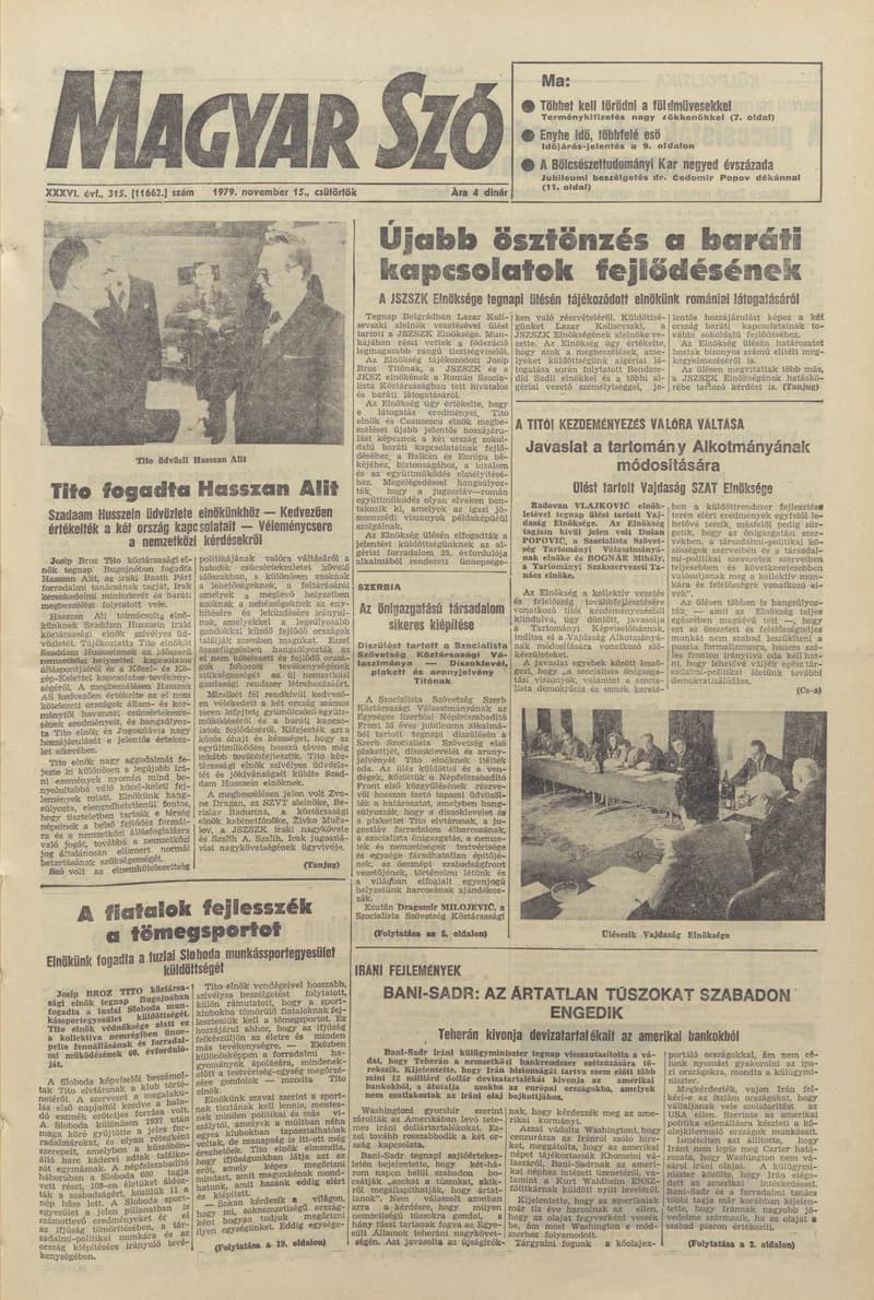Magyar Szó, 36. évf. 1979. november 15. 315. sz. 1–20. oldal